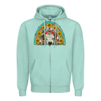 Seafoam scottish white calf  rainbow Zipper Hoodie - BarkalooDesign