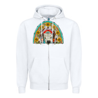 White scottish white calf  rainbow Zipper Hoodie - BarkalooDesign