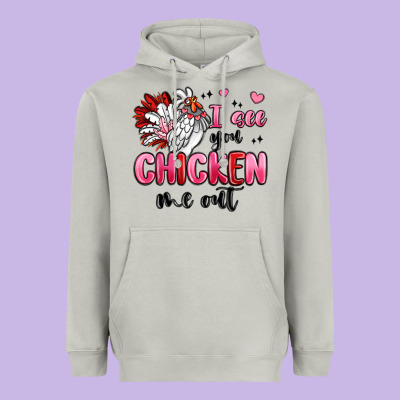 I See You Chicken Out Heavyweight Hoodie Designed By Maliassmallbusiness
