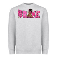 Heather Grey Breast Cancer Brave with Afro Woman Heavyweight Sweatshirt - texasbilliewilder