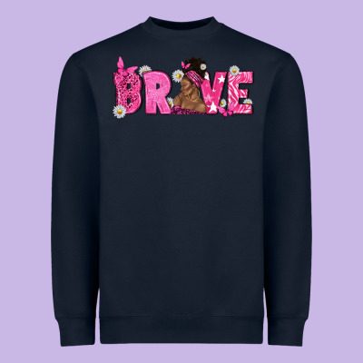 Breast Cancer Brave With Afro Woman Heavyweight Sweatshirt Designed By Texasbilliewilder