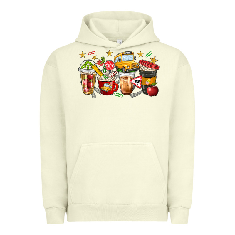 School Bus Coffee Cups Urban Hoodie by NancyCooperArtShop | Teevron
