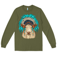 Army Green charolais indian headdress Long Sleeve Tee - JahusDesignShop