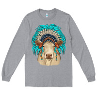 Heather Grey charolais indian headdress Long Sleeve Tee - JahusDesignShop