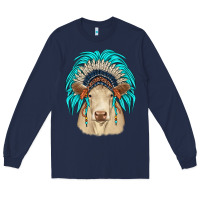Navy charolais indian headdress Long Sleeve Tee - JahusDesignShop