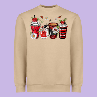 Ladybug Coffee Cups Heavyweight Sweatshirt Designed By Zillion Design Studio