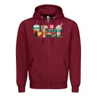 Burgundy teacher fuel coffee cups Zipper Hoodie - Jasminsmagicworld