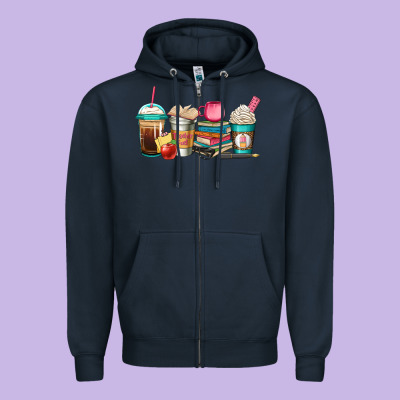 Teacher Fuel Coffee Cups Zipper Hoodie Designed By Jasminsmagicworld