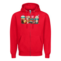 Red teacher fuel coffee cups Zipper Hoodie - Jasminsmagicworld
