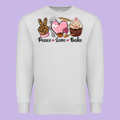 Peace Love Bake Premium Sweatshirt Designed By Nancycooperartshop