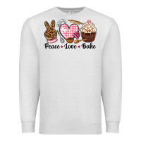 Oatmeal Heather peace love bake Premium Sweatshirt - NancyCooperArtShop