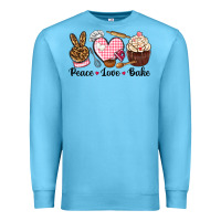 Ocean Blue peace love bake Premium Sweatshirt - NancyCooperArtShop