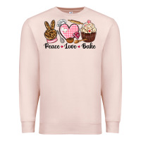 Pale Pink peace love bake Premium Sweatshirt - NancyCooperArtShop