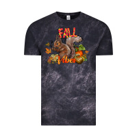 Cloud Black Fall Vibes Squirrel Vintage Tee - CowhideDigitalArt