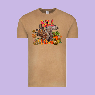 Fall Vibes Squirrel Vintage Tee Designed By Cowhidedigitalart