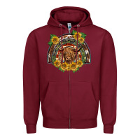 Burgundy scottish calf sunflowers rainbow Zipper Hoodie - BarkalooDesign