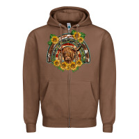 Chestnut scottish calf sunflowers rainbow Zipper Hoodie - BarkalooDesign