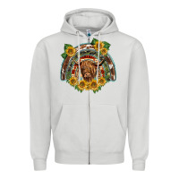Dove Grey scottish calf sunflowers rainbow Zipper Hoodie - BarkalooDesign