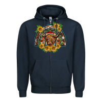 Navy scottish calf sunflowers rainbow Zipper Hoodie - BarkalooDesign