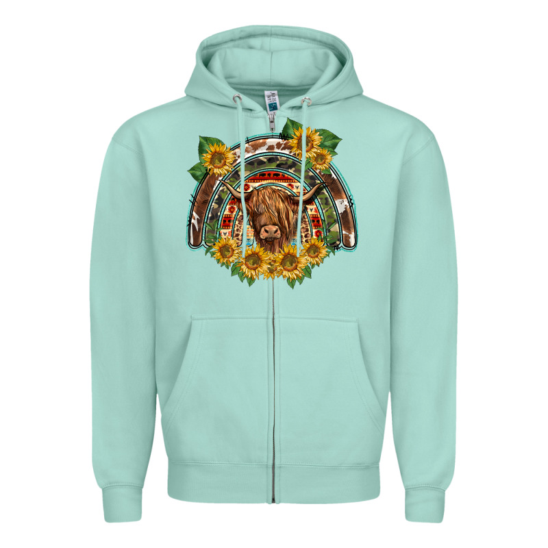 Scottish Calf Sunflowers Rainbow Zipper Hoodie by BarkalooDesign | Teevron