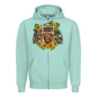 Seafoam scottish calf sunflowers rainbow Zipper Hoodie - BarkalooDesign