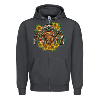Smoke scottish calf sunflowers rainbow Zipper Hoodie - BarkalooDesign
