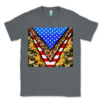 Charcoal Heather american sunflower and camouflage Classic Tee - AdoDesignShop
