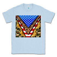 Dusty Blue american sunflower and camouflage Classic Tee - AdoDesignShop
