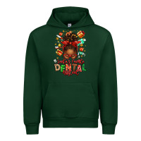 Forest Green Santa's Favorite Dental Assistant Afro Messy Bun Urban Hoodie - texasbilliewilder