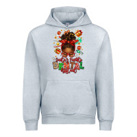 Heather Grey Santa's Favorite Dental Assistant Afro Messy Bun Urban Hoodie - texasbilliewilder