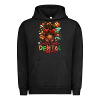 Pigment Black Santa's Favorite Dental Assistant Afro Messy Bun Urban Hoodie - texasbilliewilder