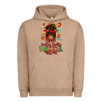 Pigment Burro Santa's Favorite Dental Assistant Afro Messy Bun Urban Hoodie - texasbilliewilder
