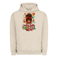 Pigment French Oak Santa's Favorite Dental Assistant Afro Messy Bun Urban Hoodie - texasbilliewilder