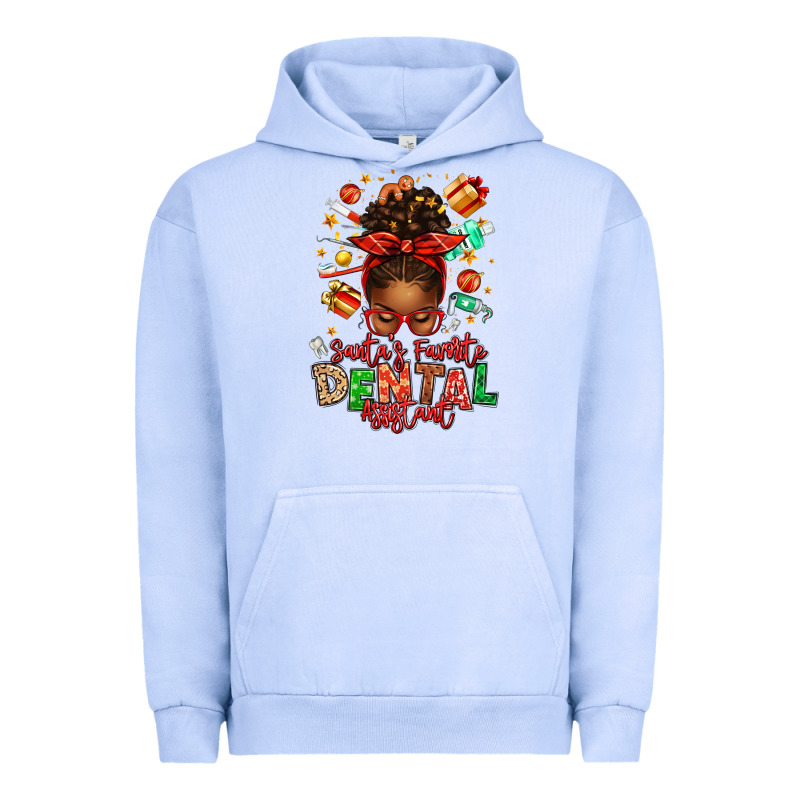 Santa's Favorite Dental Assistant Afro Messy Bun Urban Hoodie by texasbilliewilder | Teevron