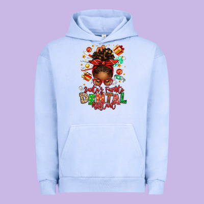 Santa's Favorite Dental Assistant Afro Messy Bun Urban Hoodie Designed By Texasbilliewilder