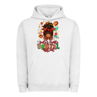Pigment Lunar Rock Santa's Favorite Dental Assistant Afro Messy Bun Urban Hoodie - texasbilliewilder