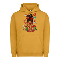 Pigment Peanut Butter Santa's Favorite Dental Assistant Afro Messy Bun Urban Hoodie - texasbilliewilder