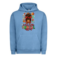 Pigment Pebble Blue Santa's Favorite Dental Assistant Afro Messy Bun Urban Hoodie - texasbilliewilder