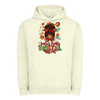Pigment Pistachio Santa's Favorite Dental Assistant Afro Messy Bun Urban Hoodie - texasbilliewilder