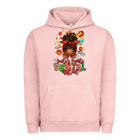 Pigment Salmon Santa's Favorite Dental Assistant Afro Messy Bun Urban Hoodie - texasbilliewilder