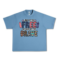 Pebble Blue land of the beacause of the brave Urban Heavy Tee - CowhideDigitalArt
