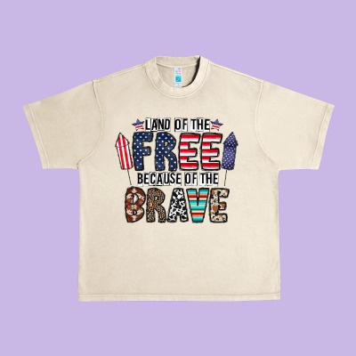 Land Of The Beacause Of The Brave Urban Heavy Tee Designed By Cowhidedigitalart
