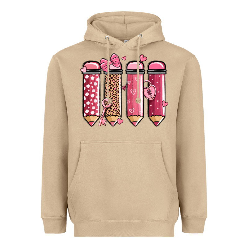 Valentine' Day Teacher School Pencils Heavyweight Hoodie by MaliasSmallBusiness | Teevron