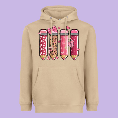 Valentine' Day Teacher School Pencils Heavyweight Hoodie Designed By Maliassmallbusiness