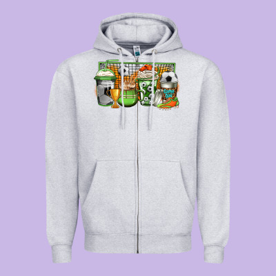 Soccer Coffee Zipper Hoodie Designed By Jasminsmagicworld