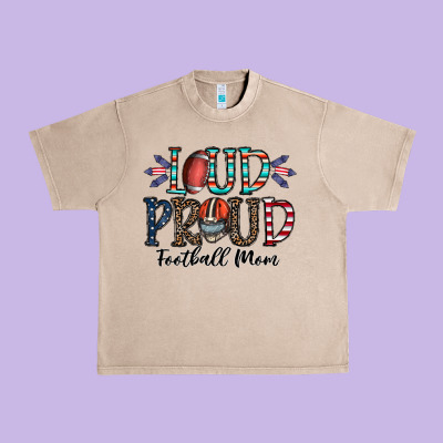 Loud Proud Football Mom Urban Heavy Tee Designed By Cowhidedigitalart