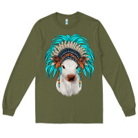 Army Green calf indian headdress Long Sleeve Tee - JahusDesignShop