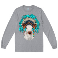 Heather Grey calf indian headdress Long Sleeve Tee - JahusDesignShop