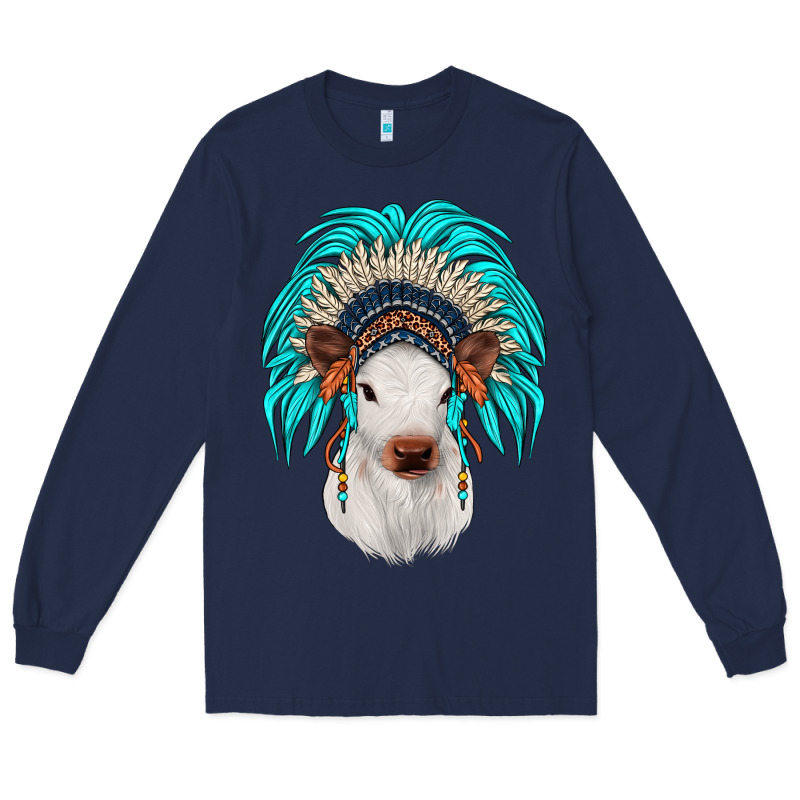 Calf Indian Headdress Long Sleeve Tee by JahusDesignShop | Teevron