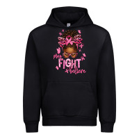 Black pray fight believe breast cancer afro messy Urban Hoodie - texasbilliewilder